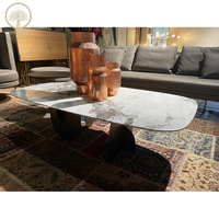 Table basse en métal rectangulaire avec dessus en marbre Table centrale élégante pour salon