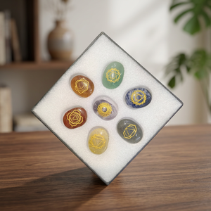 Lot de Pierres Naturelles des Sept Chakras, Ovales, Gravées, Pierres Énergétiques de Guérison, Gemmes Sculptées à la Main, Cadeau - Product Image 3