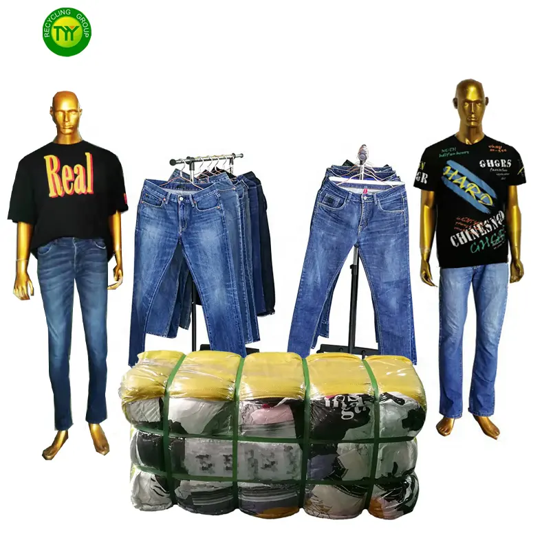 Calça jeans masculina usado da segunda mão, thrift bales, casual classe a, roupas usadas misturadas