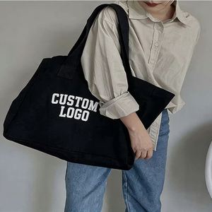 Custom Logo Printed Sublimation Reusable Eco-friendly Recyclable Cotton Long Handle Medium Shoulder Strap <b>Beach</b> Letter <b>Bag</b> - Product Image 3