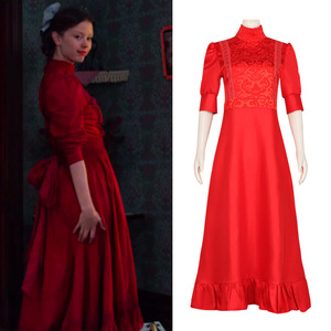 Star's Edge Pearl Red <b>Dress</b> Cosplay Costume Women Movie X Prequel <b>Halloween</b> Outfit - Product Image 2