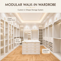 Solution complète pour toute la maison : Système de dressing moderne de luxe pour chambre à coucher, dressing sur mesure, armoire modulaire en bois massif avec îlot central