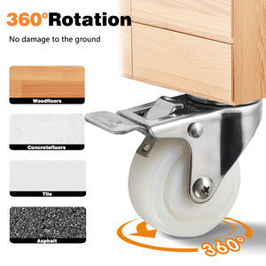 Werkseitig Hochwertige 1,5 2 Zoll weiße Nylon Edelstahl Light Duty Flat Free Lenkräder - Product Image 6