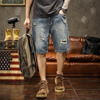 Shorts en jean délavé haut de gamme style américain, coupe ample et légère pour l'été, marque tendance 2026, cinq poches