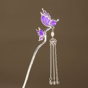 Horquilla de metal con borlas y circonitas para mujer, estilo mariposa, para peinados de novia, accesorios para el cabello de boda - Product Image 5