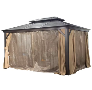 Ty Patio Ensemble de mobilier d'extérieur de haute qualité : Table balançoire, Gazebo et Pergola <span class=keywords><strong>3x3</strong></span> en fer avec toit en PVC, revêtement poudré et <span class=keywords><strong>moustiquaire</strong></span> - Product Image 6