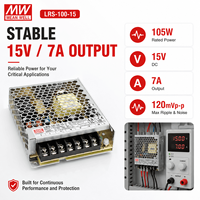 Alimentation à découpage MEANWELL LRS-100-15 15VDC 7A 105W à boîtier métallique, entrée large 85-264VAC pour systèmes de contrôle