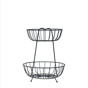 Corbeille à fruits double en fer forgé de style nordique, luxe léger, haut de gamme, avec panier de drainage double couche, pour rangement de salon et présentation créative de snacks - Product Image 4