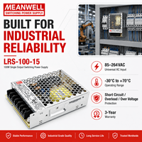 Alimentation à découpage MEANWELL LRS-100-15 105W 15VDC, boîtier métallique compact pour équipement de contrôle d'automatisation industrielle
