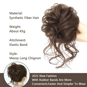 Messy Bun Extension de Cheveux Bande <span class=keywords><strong>Élastique</strong></span> Synthétique Bouclés Vague <span class=keywords><strong>Chignon</strong></span> Chouchous Donut Updo <span class=keywords><strong>Postiche</strong></span> pour les Femmes - Product Image 6