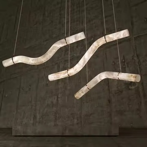 Hiện đại đơn giản Đồng đá cẩm thạch Đèn chùm thiết kế hiện đại sang trọng thanh trang trí Brass Alabaster Đèn chùm cho bàn ăn - Product Image 3