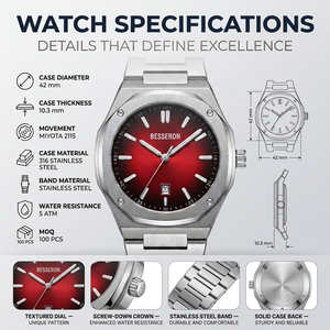 Relojes de Cuarzo para Hombre con Logotipo Personalizado al por Mayor, Función GMT, Doble Zona Horaria, Acero Inoxidable 316, Reloj Resistente al Agua 5ATM - Product Image 2
