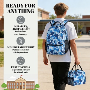 Mochila con estampado completo <span class=keywords><strong>FACEBOOK</strong></span> HOT SELL, estuche para lápices escolar, bolsa de almuerzo moderna para estudiantes, niños y niñas, paquete de 3, bolsa para <span class=keywords><strong>parejas</strong></span> - Product Image 3