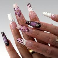 Uñas postizas acrílicas lisas de tamaño mediano, color nude beige, para venta al por mayor, con etiqueta privada personalizada