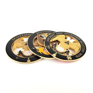 Emblema per Auto del Rito Scozzese 32° Grado, 3 Pollici, Oro, Rotondo, Traforato, Massonico - Product Image 3