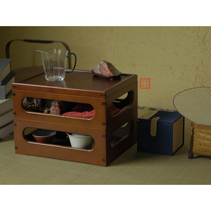 Bamboo Tea Set Storage Box <b>Square</b> Double Layer Dustproof Desktop Rack For Tea Display And Storage - Product Image 1