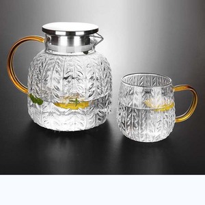 Vente chaude en gros Bouteille d'eau froide en verre transparent à motif d'épi <span class=keywords><strong>de</strong></span> <span class=keywords><strong>blé</strong></span>, grande capacité pour la préparation du thé - Product Image 3