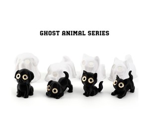 Figurines d'animaux fantômes créatives imprimées en 3D en gros, en promotion pour Halloween, cadeaux mignons pour la maison, mini décorations de scène pour les fêtes - Product Image 3