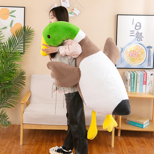 Coussin long en coton doux personnalisé <span class=keywords><strong>Angela</strong></span>, le plus vendu, en forme de canard blanc, tête verte, rembourrage en coton PP, emballage en sac OPP, confortable, amusant, excellent cadeau - Product Image 3