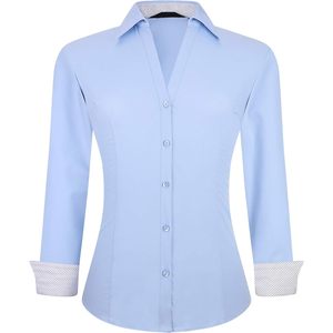 Camisa de Mujer Personalizada con Botones, Manga Larga, Sin Arrugas, Blusa de Trabajo Informal, Top de Popelina - Product Image 1