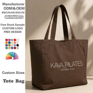 Bolsa de Compras Personalizada al por Mayor, Bolsa de Lona de Algodón Reutilizable con Estampado, Bolsa de Compras Grande para Mujer, para Pilates y Yoga, con Logotipo - Product Image 1