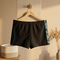 Short de bain décontracté pour homme, taille élastique, avec empiècement latéral contrastant et logo imprimé sur le devant, vente en gros (1 pièce)