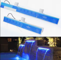 60Cm 90Cm 120Cm Acrylique Led Piscine Colorée Cascade Ip68 Chute Lame Déversoir Mur Descente D'eau Avec Télécommande Intelligente