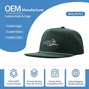 High Quality Unstructured Black <b>Waterproof</b> Nylon 5 Panel Custom Logo 3D Embroidery Rope Snapback Cap <b>Hat</b> - Product Image 1