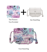 Sac à bandoulière imprimé graffiti en cuir de luxe avec rabat, sacoche messager personnalisable avec logo, style pop art tendance pour le streetwear