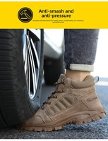 Chaussures de sécurité respirantes à tige haute avec embout en acier, résistantes à l'usure, protection de la cheville, confortables et sûres pour le travail