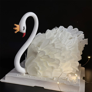 Soft Vinyl 3D Swan Neck <b>Cake</b> Decor Heart Shape Black White Pink Reusable Valentine'S Day <b>Cake</b> <b>Decorating</b> <b>Supplies</b> - Product Image 3