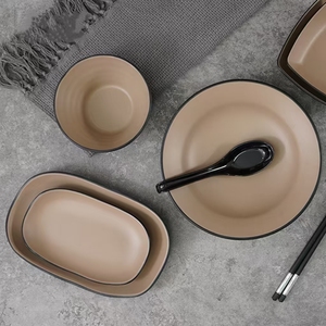 Vaisselle en mélamine de qualité alimentaire pour la maison et le commerce, ensemble de vaisselle bicolore, plats et tasses peuvent être combinés - Product Image 4