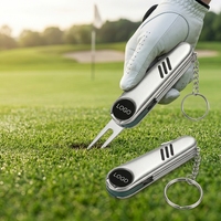 Outil de golf multifonction 6-en-1 personnalisé avec logo, comprenant stylo, couteau, brosse, clé à divots, marqueur de balle, en alliage de zinc – Cadeau idéal pour golfeurs