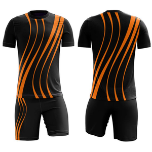 Advanced Men's Black Blue Striped Soccer Jersey and Shorts Set Moisture Wicking Breathable Quick Dry <b>Athletic</b> Wear All Seasons - Product Image 6