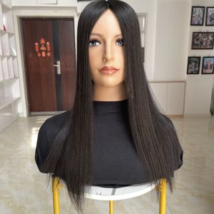 Ready to Ship Natural Color European Human Hair Topper <b>Clip</b>-in Hair Pieces with Lace Silk Base Topper for Women - Product Image 3