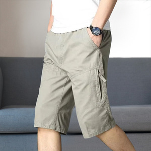 Pantalones Cortos Cargo Elásticos Capri para Hombre, Personalizados por el Fabricante, 3/4 <span class=keywords><strong>de</strong></span> Largo, <span class=keywords><strong>de</strong></span> Algodón, Sólidos, Ecológicos, Antiarrugas, Casuales, con Múltiples Bolsillos - Product Image 3