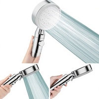 Pommeau de douche complet pressurisé avec jet pluie, design moderne et épuré, forme ronde pour salle de bain