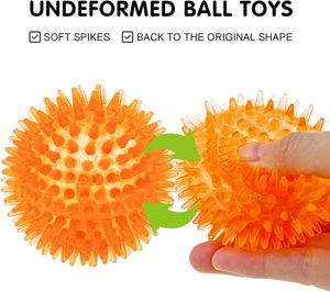Pelotas chirriantes Squeaky Fetch Spike de TPR, juguetes ecológicos y duraderos para perros mordedores agresivos, paquete de 3/6, colores brillantes, juguetes para masticar y para la dentición. - Product Image 4