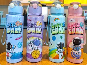 Factory Wholesale Cartoon Astronaut Pattern Plastic Water Bottle Kids Children Portable <b>Tumbler</b> Water <b>Cup</b> <b>With</b> <b>Straw</b> 700ml - Product Image 3