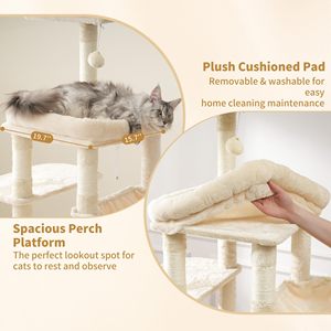 <span class=keywords><strong>Tour</strong></span> pour chat pliable de 71 pouces, moderne et classique, écologique, luxueuse, pour intérieur, avec hamac doux, griffoir en bois, papier et sisal, en carton - Product Image 4