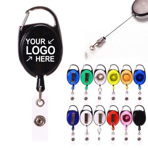 Porte-badge rétractable en métal robuste avec anneau porte-clés et clip pour carte d'identité et accessoires - Product Image 1