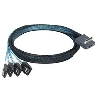 Ocular PCIe PCI-Express SFF-8611 4i 42P Male 4X SATA 7P Female Straight SSD kabel Data aktif sudut kanan untuk komputer