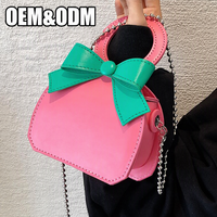 Sac Mini Demi-Lune en PU pour l'exportation en gros avec Nœud Contrastant, Poignée Ronde et Chaîne à Billes Argentée pour Tenues Quotidiennes et Soirées Féminines