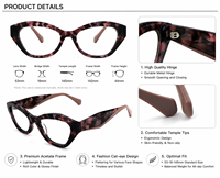 Monture de lunettes optiques œil-de-chat géométrique moderne en acétate pour femme, rétro, bicolore contrastant, branches écaille de tortue, logo personnalisé