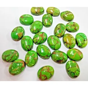 12X16 mm oval green copper turquoise cabochon gemstone