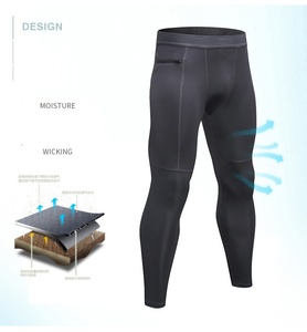 Pantalons de sport pour hommes en gros avec poche zippée, entraînement, évacuation de l'humidité, séchage rapide, haute élasticité, compression - Product Image 3