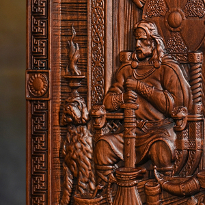Panneau en bois sculpté nordique Forseti, Art mural mythologie viking Dieu de la Justice, Sculpture décorative en bois scandinave nordique - Product Image 4