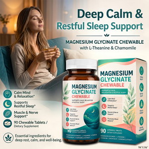 Tabletas Masticables de Glicinato de Magnesio al por Mayor, Complejo con Vitamina B6 de Alta Absorción <span class=keywords><strong>para</strong></span> <span class=keywords><strong>el</strong></span> Equilibrio del Estado de Ánimo, Bienestar Muscular y Nervioso - Product Image 2