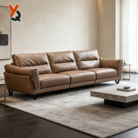Canapé 4 places en cuir véritable de style italien de luxe, canapé droit pour salon, meubles pour la maison, hôtel, personnalisable