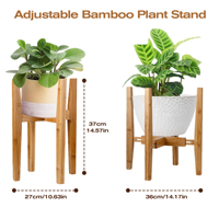 Support de Plante sur Pied en Bambou Contemporain Réglable pour Intérieur, Support Simple pour Plante de 8 à 12 Pouces, Idéal pour la Maison